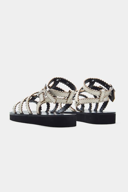 Oroh Xiomara Scalloped Strap Genuine Leather Flats 