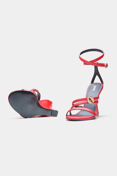 Oroh_Red Buckles Angelina Strappy Wedge Sandals _at_Aza_Fashions
