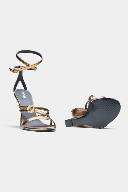 Oroh_Gold Buckles Angelina Strappy Wedge Sandals _Online_at_Aza_Fashions