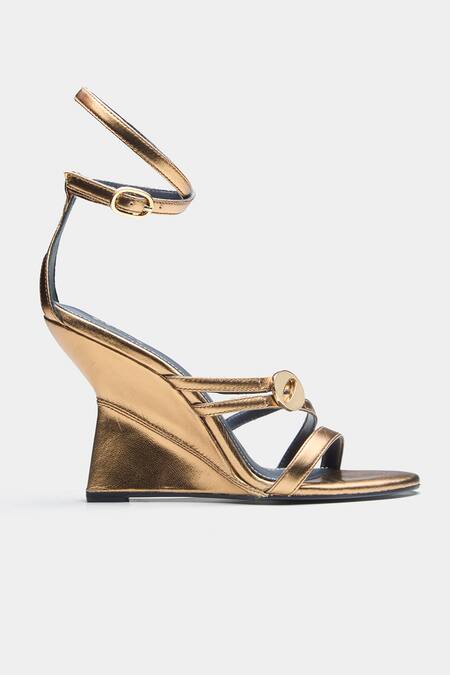 Oroh_Gold Buckles Angelina Strappy Wedge Sandals _at_Aza_Fashions