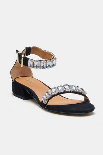 Buy Oroh Black Stones Isla Embellished Block Heel Sandals Buy_Oroh_Black Stones Isla Embellished Block Heel Sandals