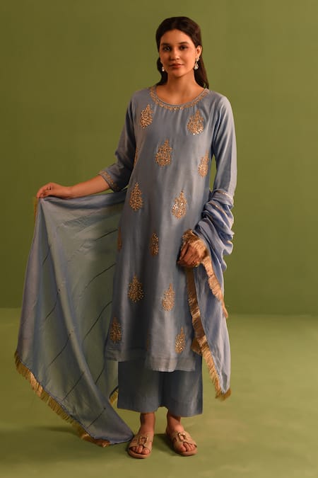 Kameez Gota Patti Work Chanderi Kurta Set 