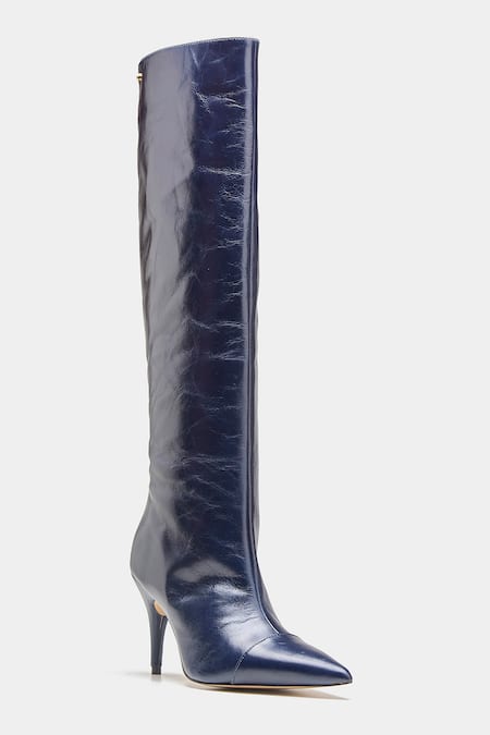 Shop Oroh Blue Renata Long Boots With Pencil Heel Online at Aza Fashions Shop_Oroh_Blue Renata Long Boots With Pencil Heel _Online_at_Aza_Fashions