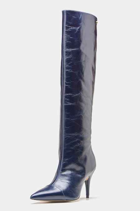 Buy Oroh Blue Renata Long Boots With Pencil Heel Buy_Oroh_Blue Renata Long Boots With Pencil Heel