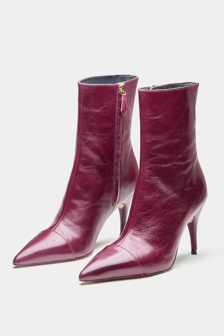 Buy_Oroh_Maroon Ramona Pointed Toe Pencil Heel Ankle Boots