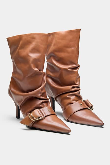 Oroh Itziar Ruched Pointed Toe Ankle Boots with Buckle 
