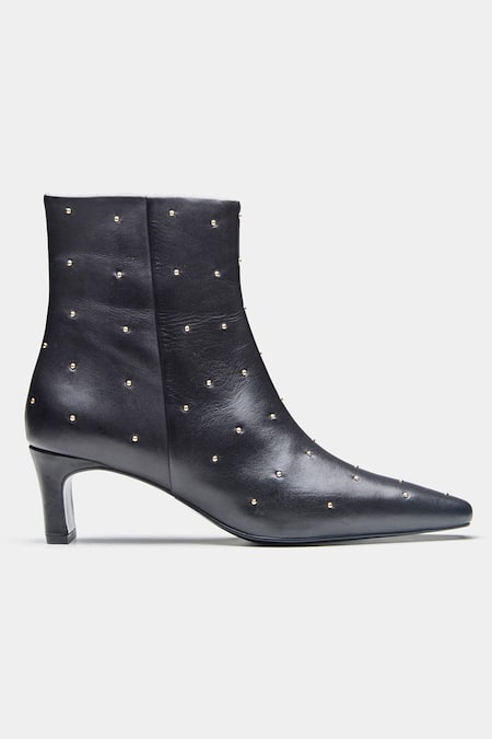 Oroh_Black Studs Marcela Embellished Ankle Boots _at_Aza_Fashions