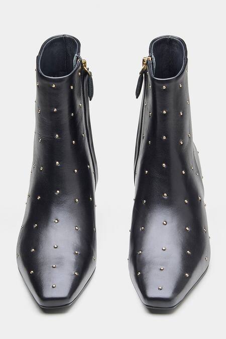 Buy_Oroh_Black Studs Marcela Embellished Ankle Boots 
