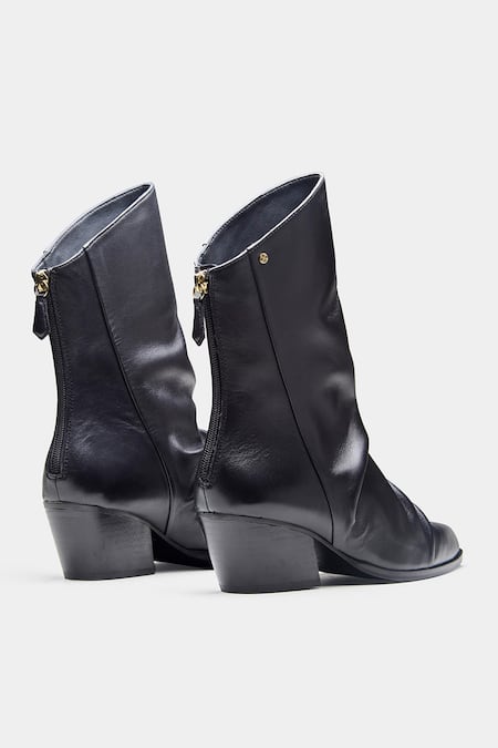 Oroh Ligia Ruched Front Block Heel Ankle Boots 