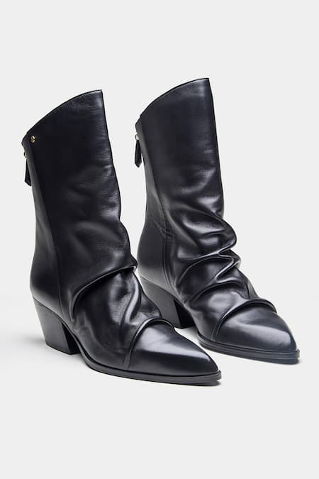 Oroh Ligia Ruched Front Block Heel Ankle Boots 