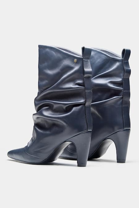 Shop_Oroh_Blue Adriana Ruched Genuine Leather Ankle Boots 