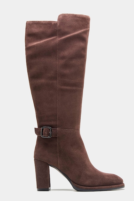 Oroh_Brown Buckles Narcisa Long Boots With Block Heel And _at_Aza_Fashions