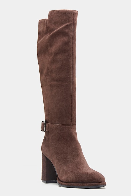 Buy_Oroh_Brown Buckles Narcisa Long Boots With Block Heel And 