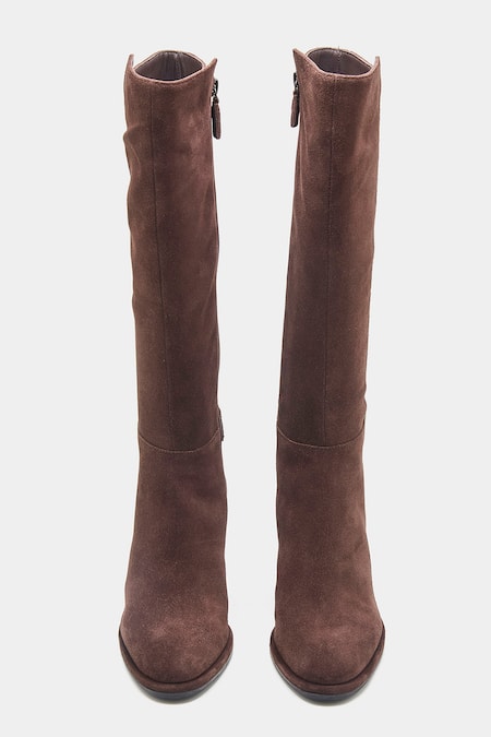 Shop_Oroh_Brown Buckles Narcisa Long Boots With Block Heel And 