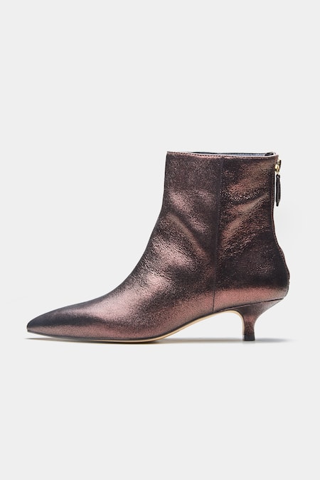 Oroh_Brown Marcia Pointed Toe Kitten Heel Ankle Boots _at_Aza_Fashions