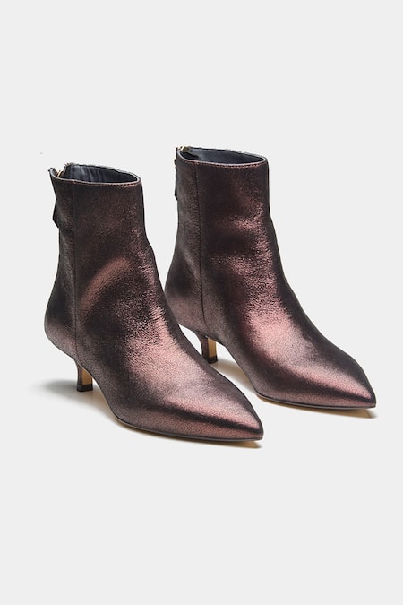 Oroh Marcia Pointed Toe Kitten Heel Ankle Boots 