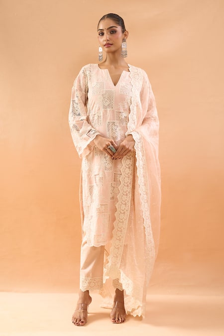 Neha Mehta Couture Geometric Cutwork Kurta Set 