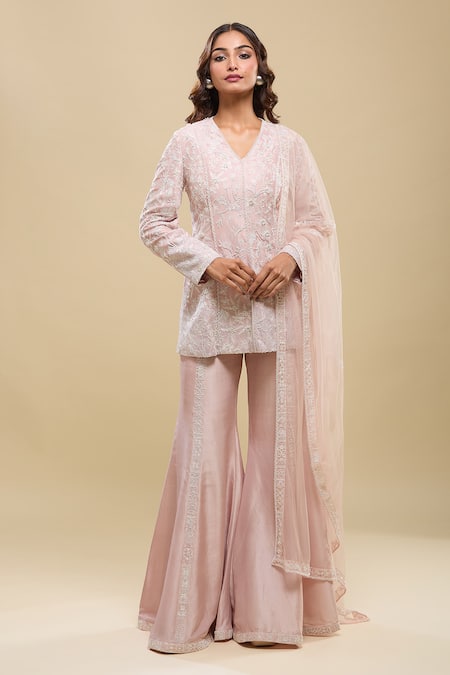 Mishru Husna Pink Kurta Bell Pant Set 