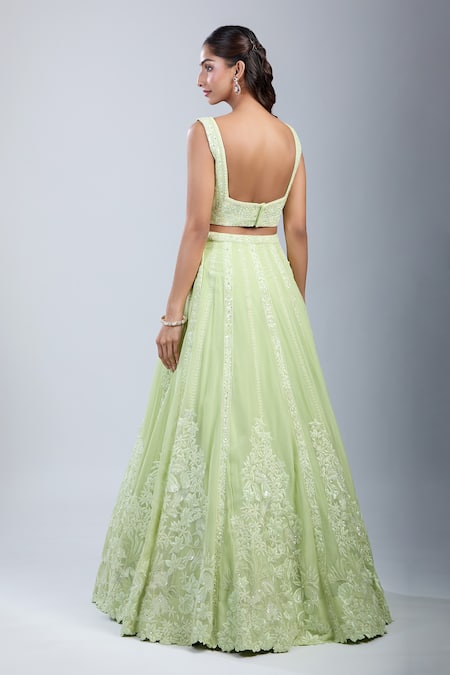 Mishru Sea Green Embroidered Lehenga Set 