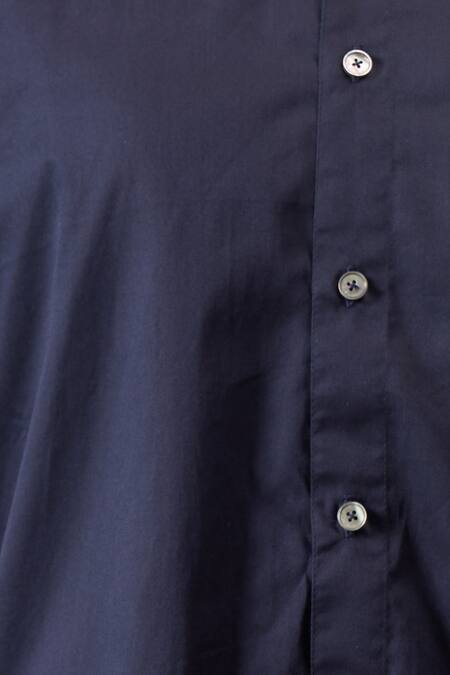 Rohit Bal_Blue Poplin Embroidery Thread Placement Shirt _Online_at_Aza_Fashions