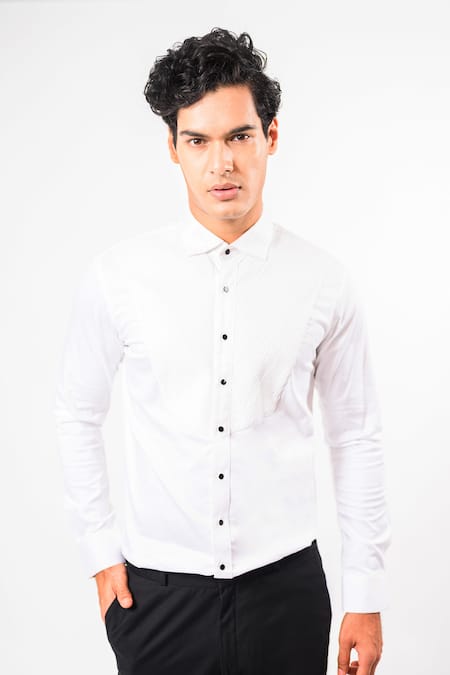 Kalpana Naik V Pintucks Cotton Stretch Shirt 