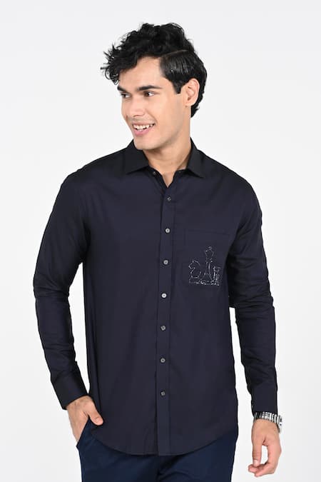 Kalpana Naik Chess Cutdana Hand Embroidered Shirt 