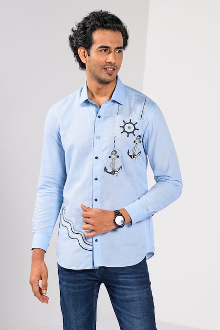 Kalpana Naik Harbour Dock Thread Embroidered Shirt 