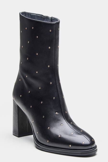 Shop_Oroh_Black Studs Samantha Studded Genuine Leather Ankle Boots 