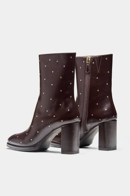 Buy_Oroh_Brown Studs Samantha Studded Genuine Leather Ankle Boots 