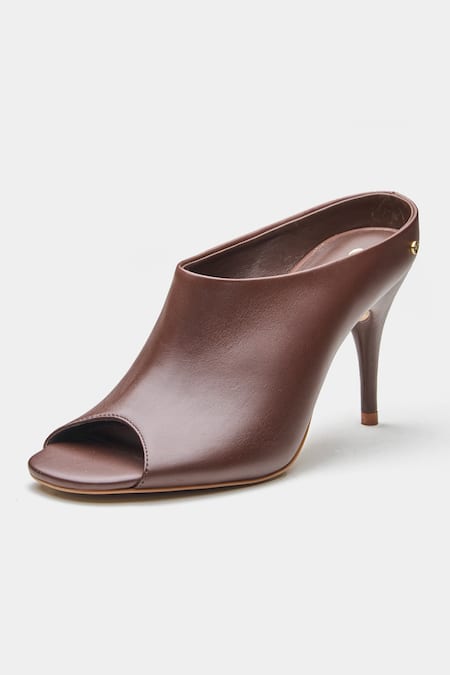 Oroh_Brown Celia Open Toe Pencil Heel Mules _Online_at_Aza_Fashions