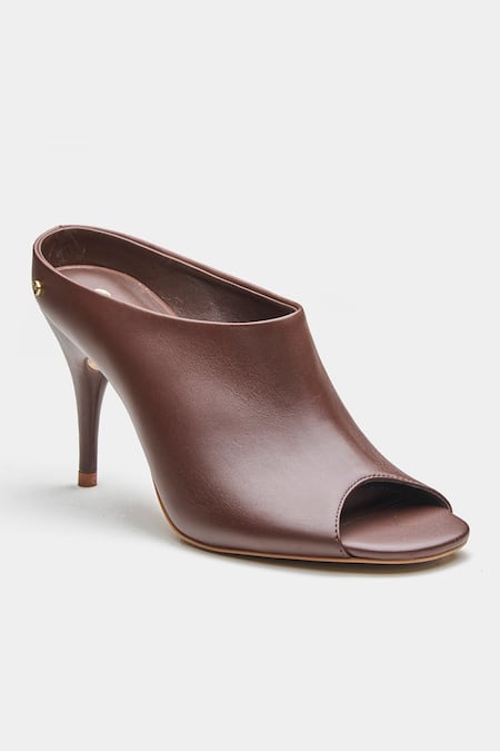 Buy_Oroh_Brown Celia Open Toe Pencil Heel Mules _Online_at_Aza_Fashions