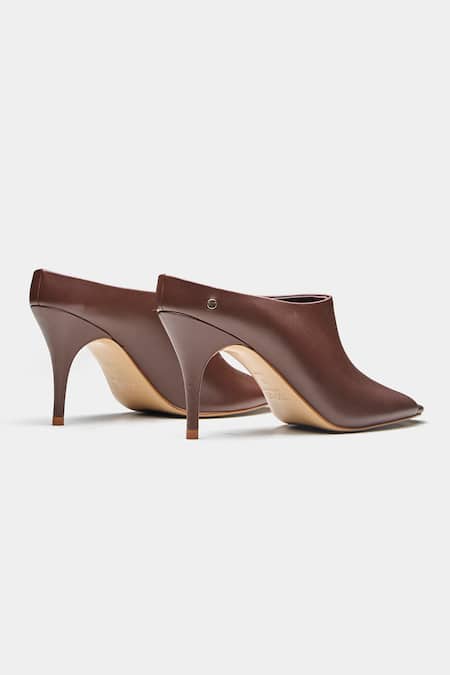 Shop_Oroh_Brown Celia Open Toe Pencil Heel Mules _Online_at_Aza_Fashions