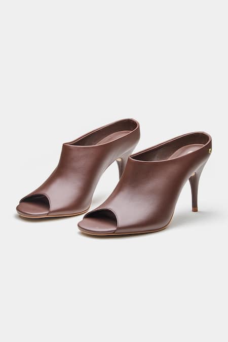 Shop_Oroh_Brown Celia Open Toe Pencil Heel Mules 