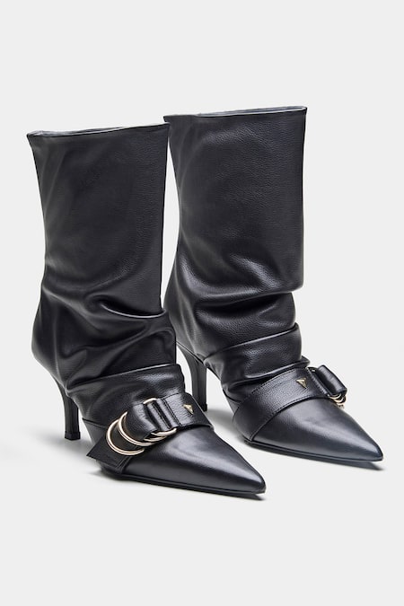 Oroh Genuine Leather Buckle Detail Ankle Boots 