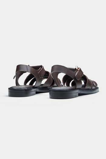 Shop_Oroh_Brown Maura Woven Strap Buckle Flats _Online_at_Aza_Fashions