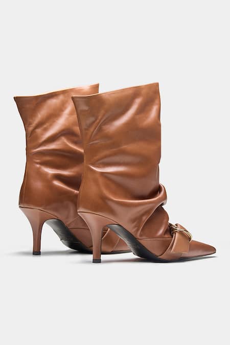 Oroh Itziar Ruched Pointed Toe Ankle Boots with Buckle 
