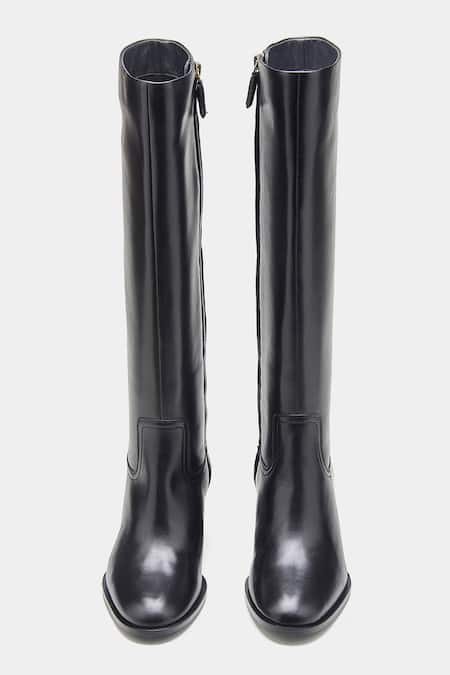 Oroh_Black Manuela Genuine Leather Long Boots _at_Aza_Fashions