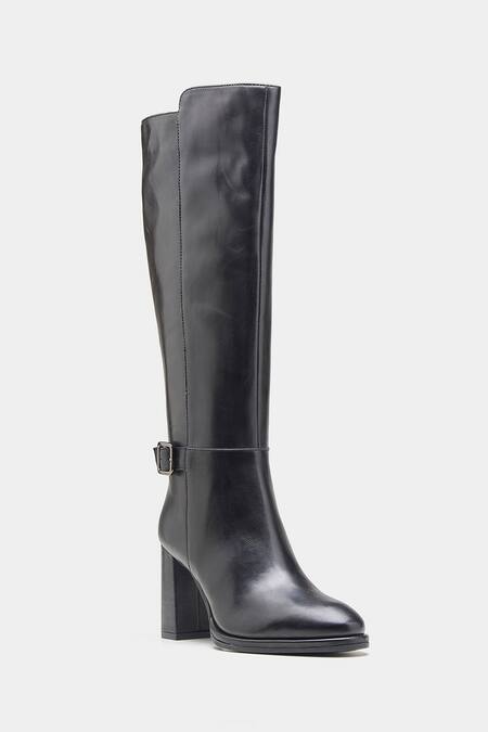 Buy_Oroh_Black Buckles Narcisa Genuine Leather Long Boots _Online_at_Aza_Fashions