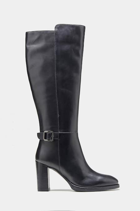Shop_Oroh_Black Buckles Narcisa Genuine Leather Long Boots _Online_at_Aza_Fashions