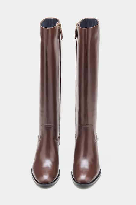 Oroh_Brown Manuela Genuine Leather Long Boots _at_Aza_Fashions