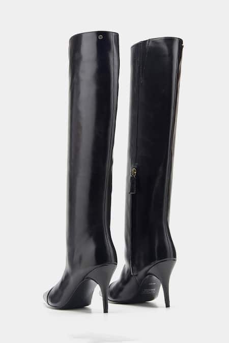 Shop Oroh Black Renata Genuine Leather Long Boots at Aza Fashions Shop_Oroh_Black Renata Genuine Leather Long Boots _at_Aza_Fashions