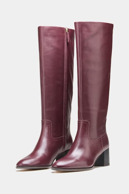 Shop_Oroh_Maroon Manuela Genuine Leather Block Heel Long Boots 