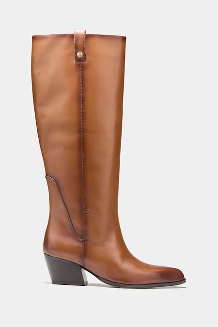 Buy_Oroh_Tan Palmira Genuine Leather Long Boots _Online_at_Aza_Fashions