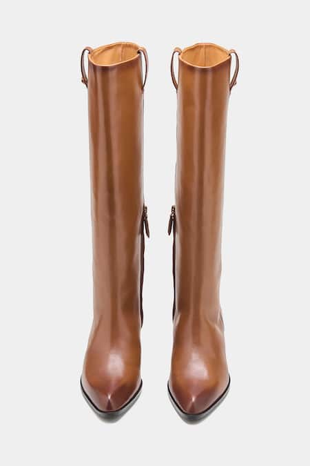Shop_Oroh_Tan Palmira Genuine Leather Long Boots _Online_at_Aza_Fashions