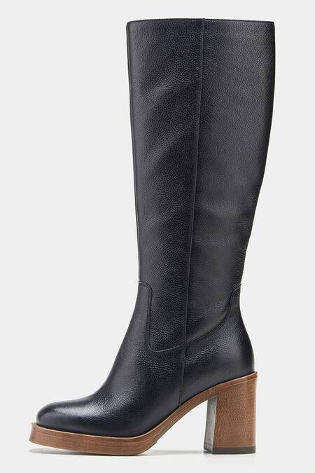 Buy_Oroh_Black Maria Genuine Leather Long Boots _Online_at_Aza_Fashions