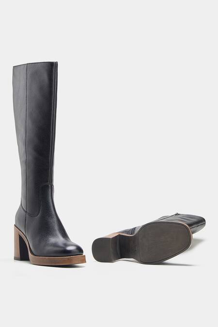 Oroh_Black Maria Genuine Leather Long Boots _at_Aza_Fashions