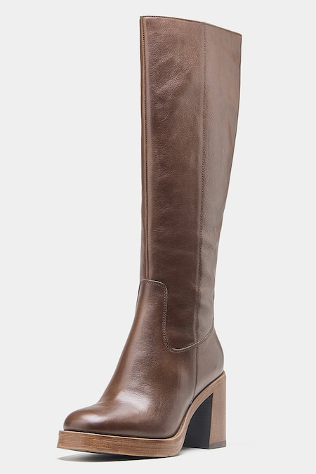 Oroh Brown Maria Genuine Leather Long Boots Online at Aza Fashions Oroh_Brown Maria Genuine Leather Long Boots _Online_at_Aza_Fashions