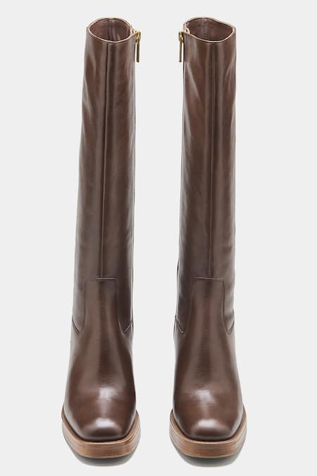 Shop Oroh Brown Maria Genuine Leather Long Boots Online at Aza Fashions Shop_Oroh_Brown Maria Genuine Leather Long Boots _Online_at_Aza_Fashions