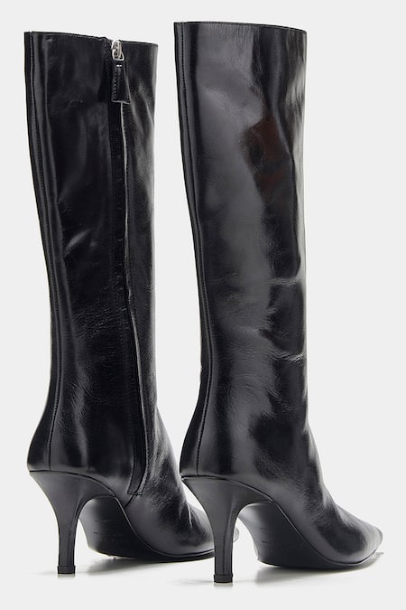 Shop Oroh Black Luz Genuine Leather Pointed Toe Long Boots at Aza Fashions Shop_Oroh_Black Luz Genuine Leather Pointed Toe Long Boots _at_Aza_Fashions