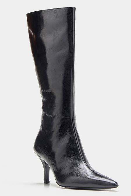 Oroh Black Luz Genuine Leather Pointed Toe Long Boots Online at Aza Fashions Oroh_Black Luz Genuine Leather Pointed Toe Long Boots _Online_at_Aza_Fashions